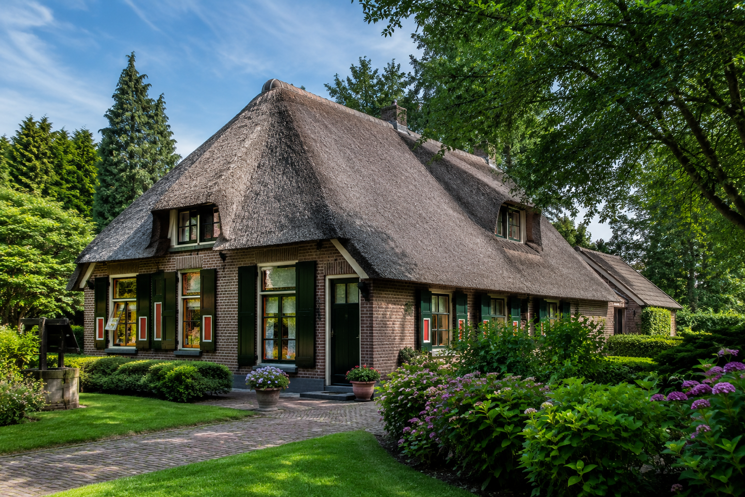 Nederlandse woning met rieten dak