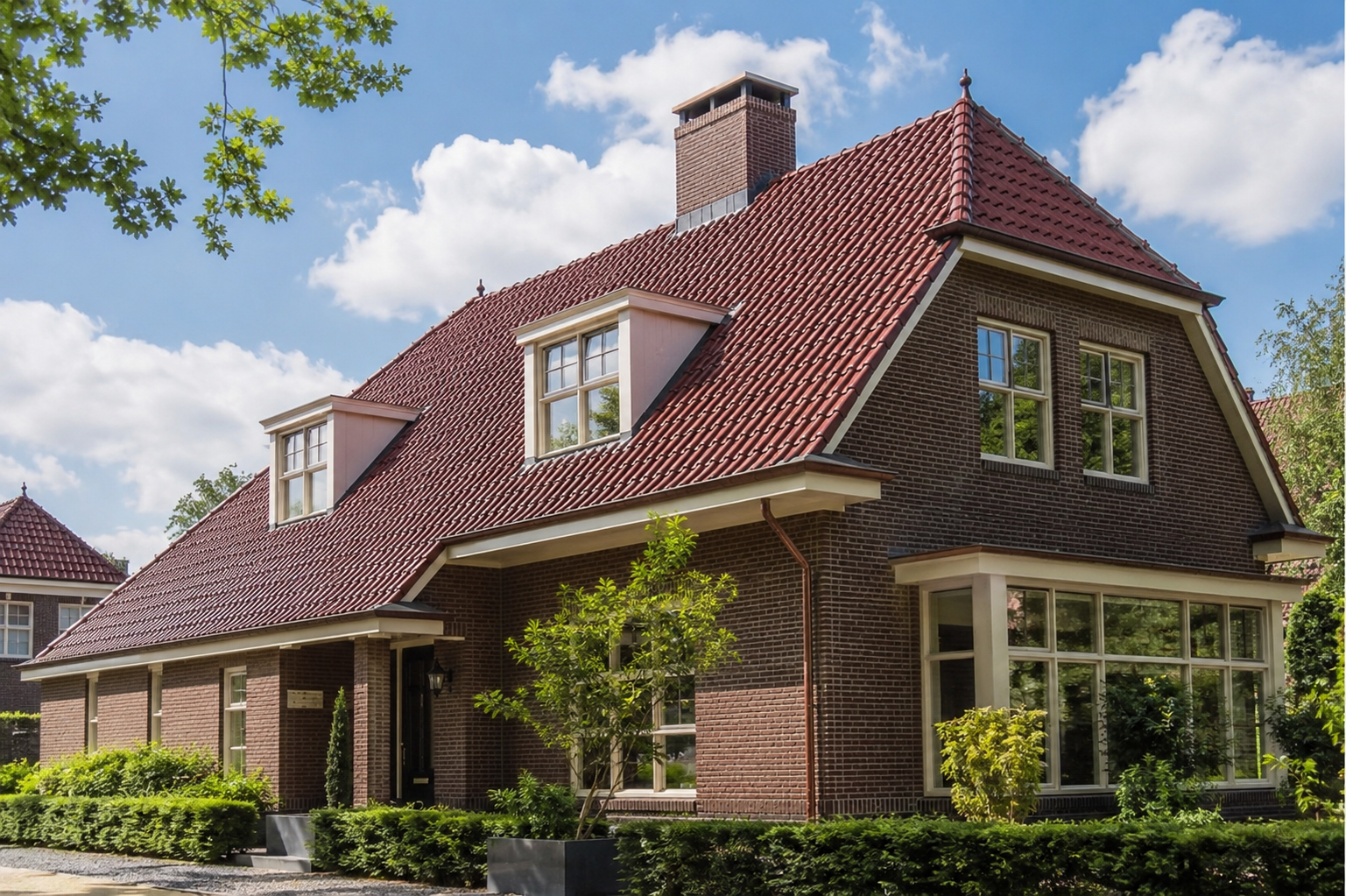 Nederlandse woning met keramische dakpannen