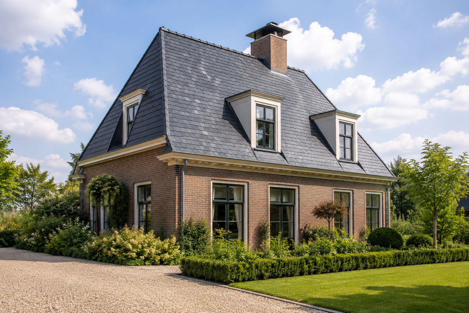 Nederlandse woning met donker natuurleien dak
